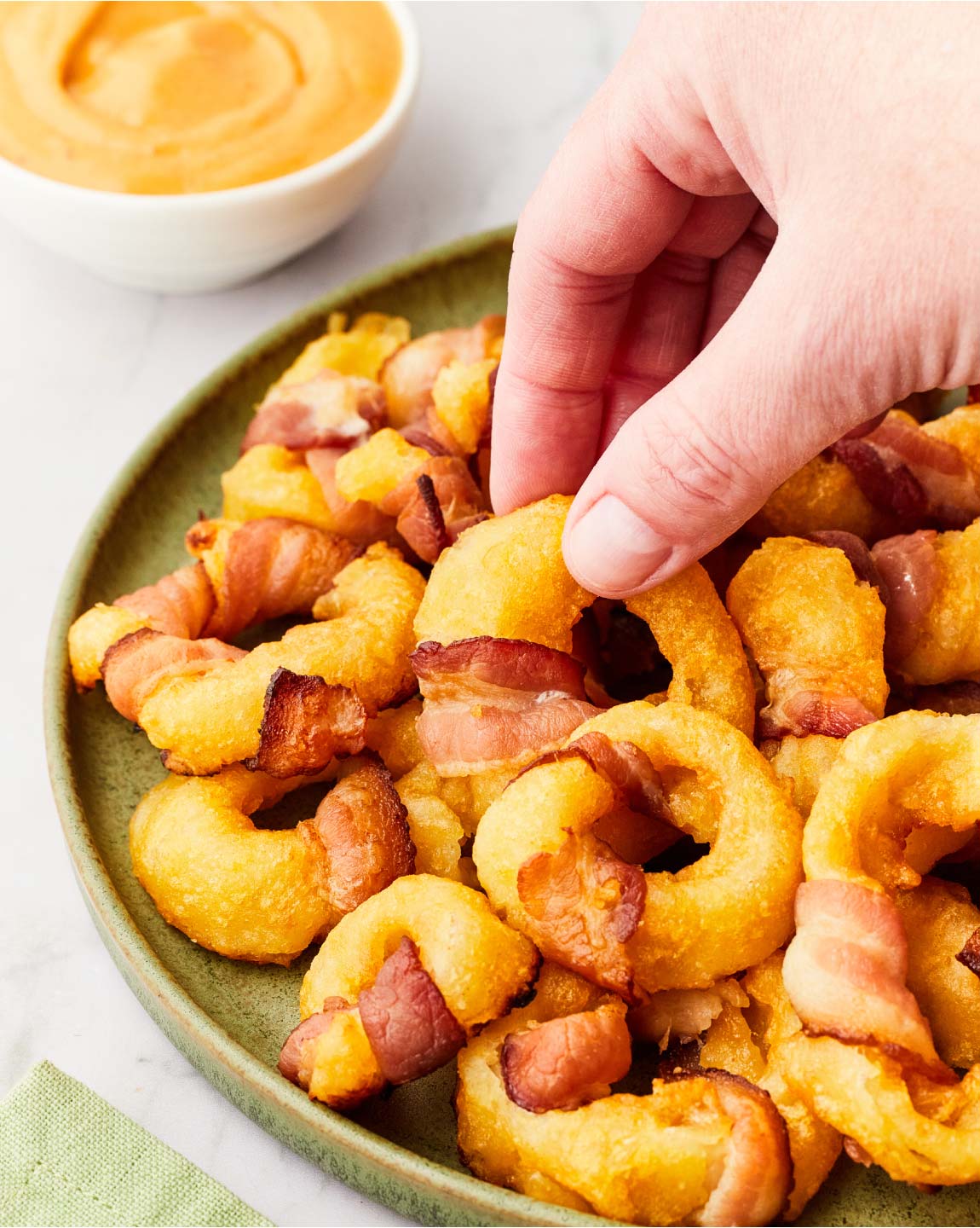 Bacon Wrapped Air Fried Onion Rings Recipe Cavendish Farms